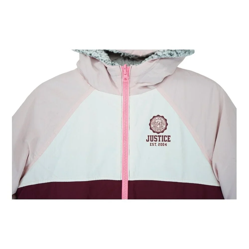 Girls justice Reversible‎ Super Soft Sherpa Jacket Size 12 Colorblock Full Zip